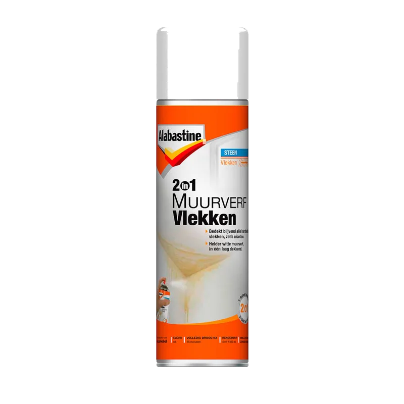 Alabastine 2in1 Muurverf Vlekken – witte spuitbus, 500 ml