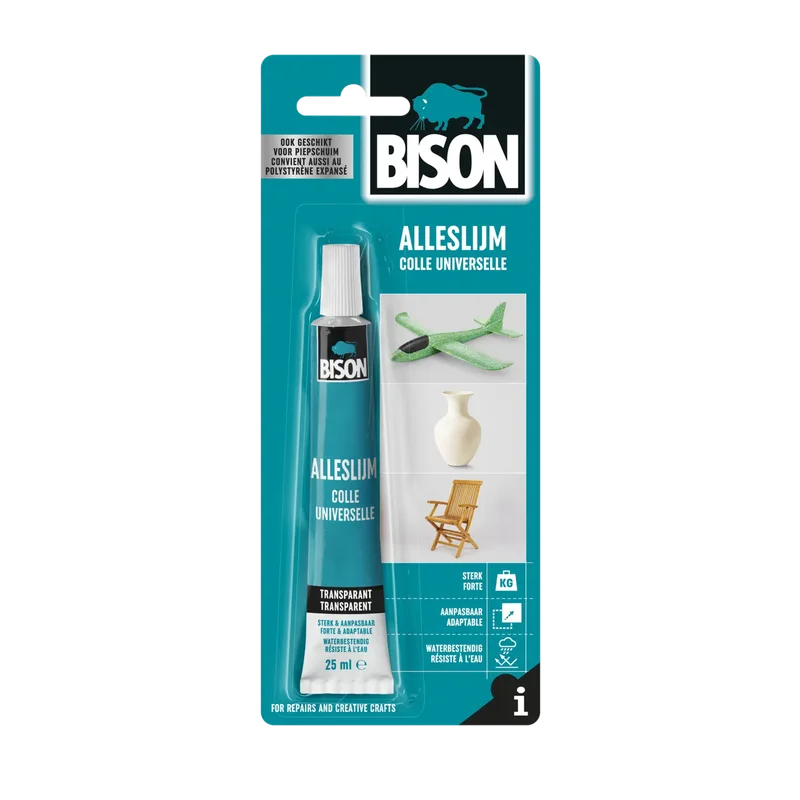 Bison Alleslijm – kristalheldere lijm, tube 25 ml