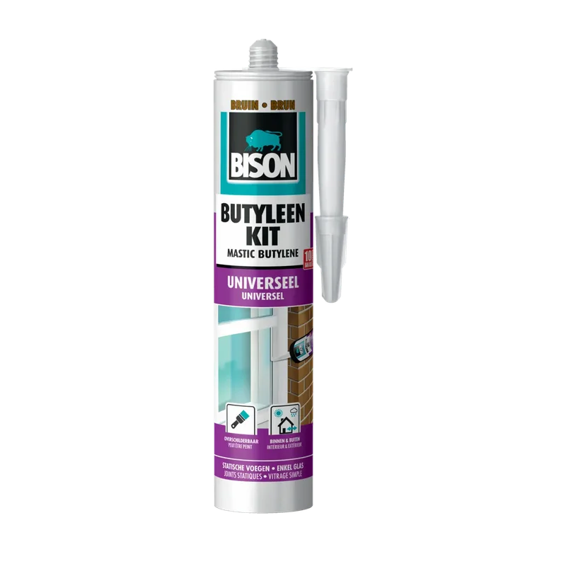 Bison Butyleenkit bruin – voor statische voegen, koker 300 ml