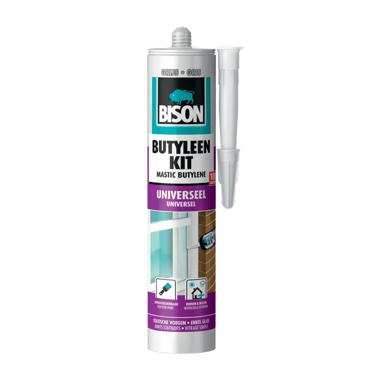 Bison Butyleenkit grijs – voor statische voegen, koker 300 ml