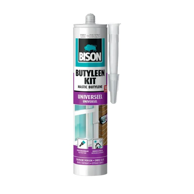 Bison Butyleenkit wit – voor statische voegen, koker 300 ml