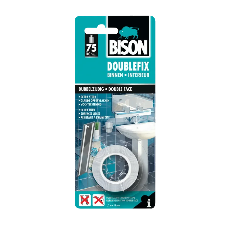 Bison Doublefix Binnen – montagetape 1,5 m x 19 mm