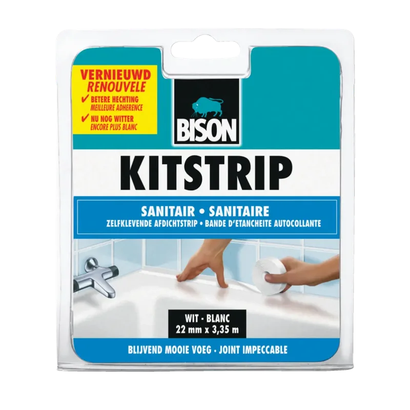 Bison Kitstrip Sanitair wit – zelfklevend, 22 mm x 3,35 m