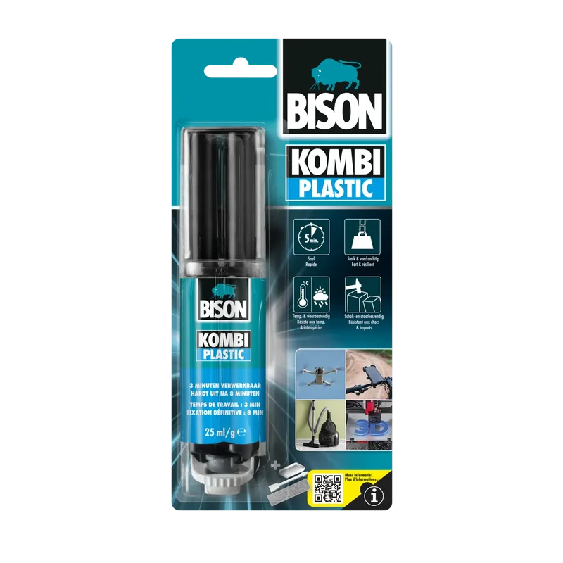 Bison Kombi Plastic – 2-componentenlijm voor kunststof, 25 ml
