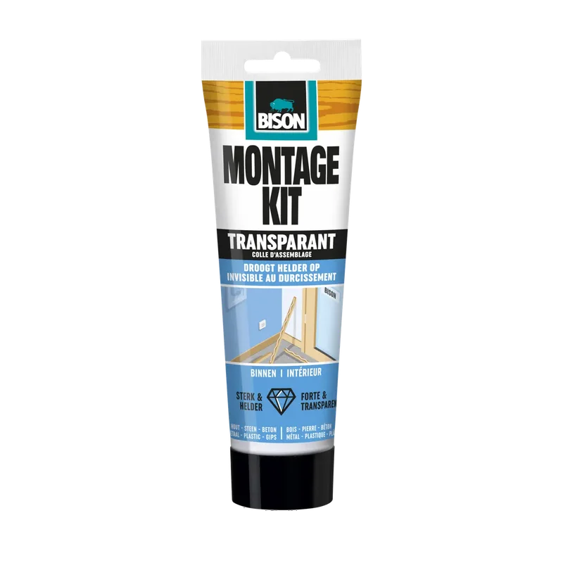 Bison Montagekit Transparant – tube 250 g, droogt helder op