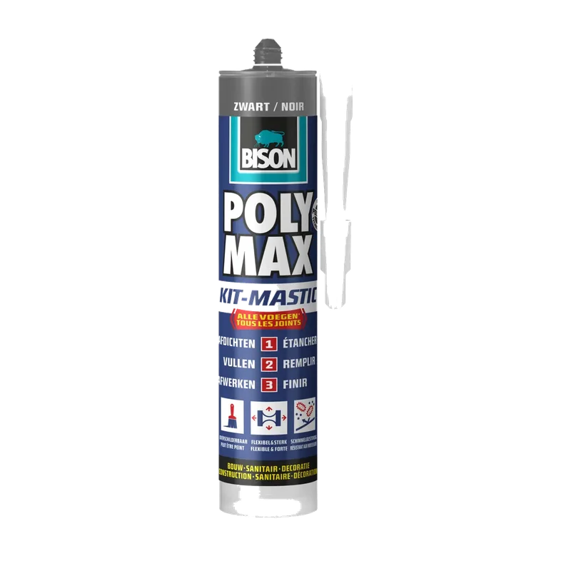 Bison Poly Max Kit zwart – universele afdichtingskit 280 ml