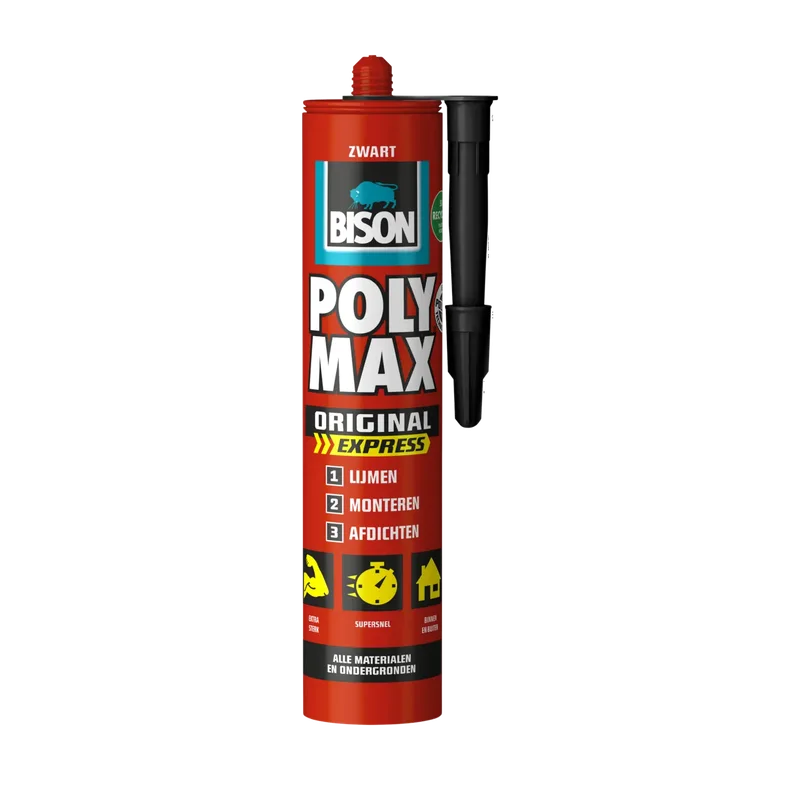 Bison Poly Max Original Express zwart – snelle montagelijm, 425 g