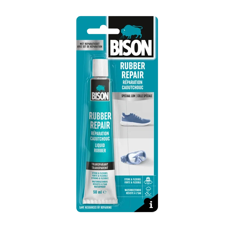 Bison Rubber Repair – reparatiepasta tube 50 ml, transparant