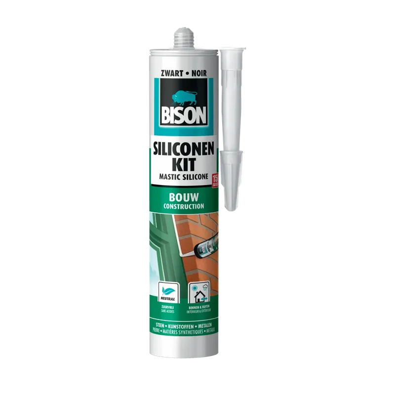 Bison Siliconenkit Bouw – zwart, koker 300 ml