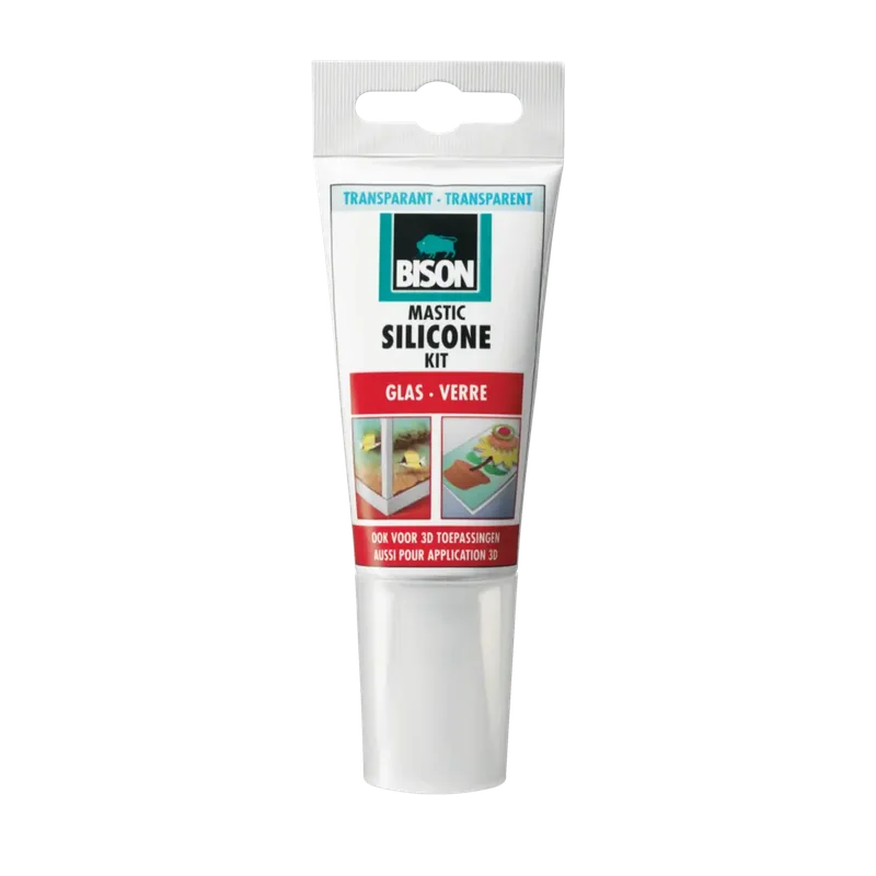 Bison Siliconenkit Glas – transparant, tube 60 ml