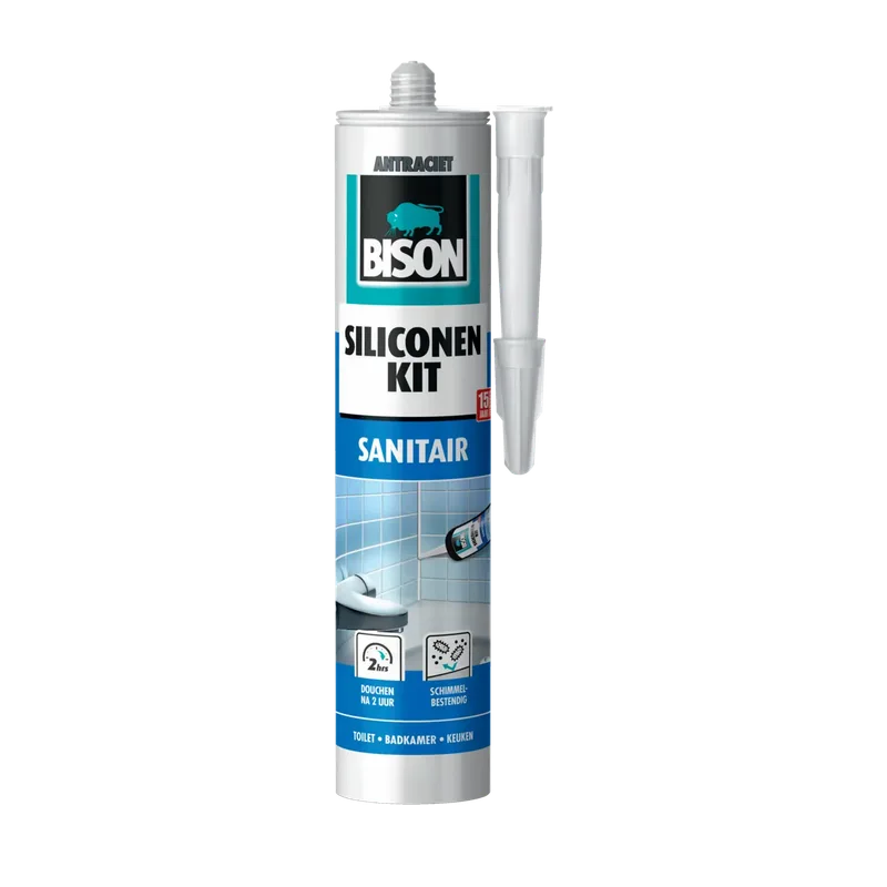 Bison Siliconenkit Sanitair – antraciet, koker 300 ml
