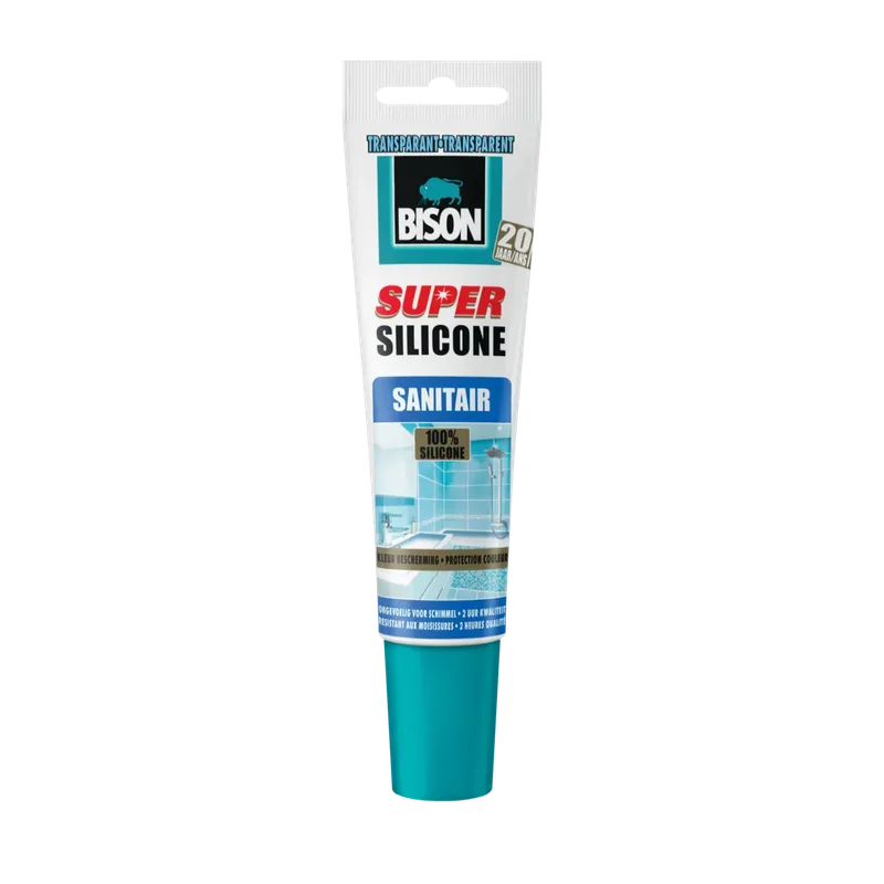Bison Super Silicone Sanitair – transparant, tube 150 ml