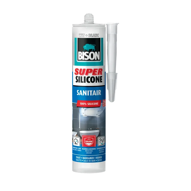 Bison Super Silicone Sanitair – wit, koker 300 ml