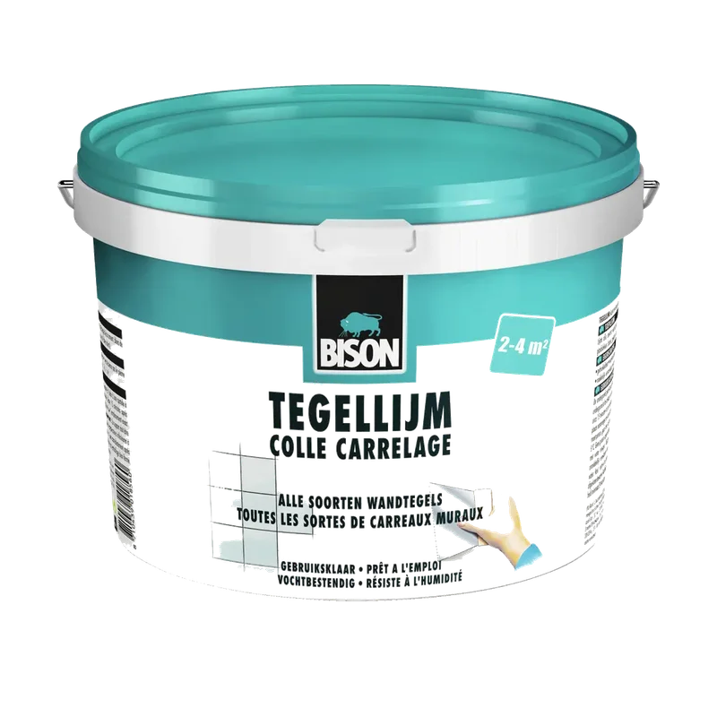 Bison Tegellijm – gebruiksklare lijm voor wandtegels, emmer 4 kg