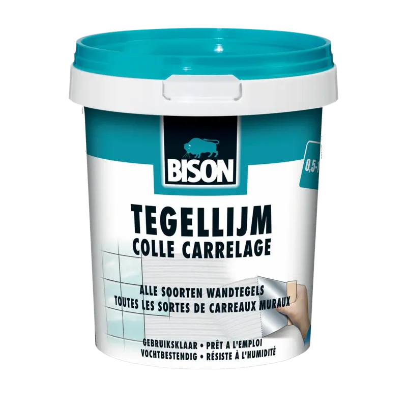 Bison Tegellijm – gebruiksklare lijm voor wandtegels, pot 1 kg