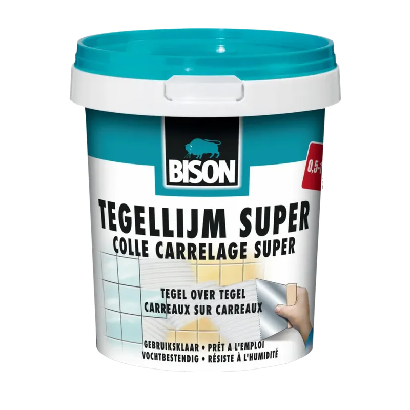 Bison Tegellijm Super – ook tegel over tegel, pot 1 kg