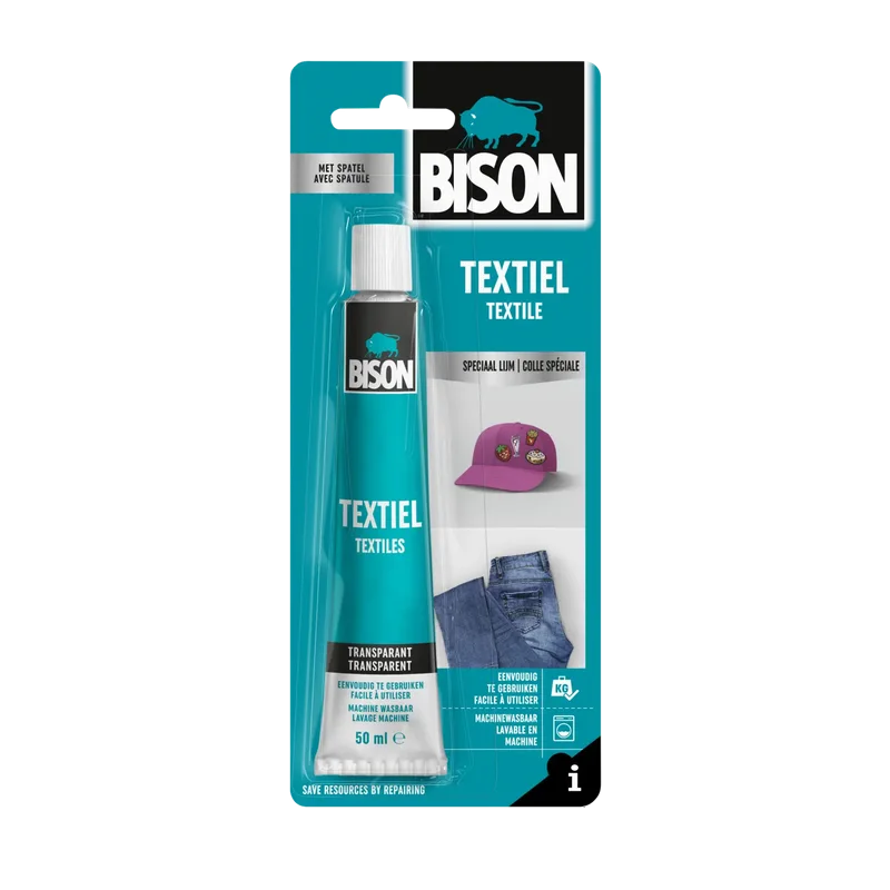 Bison Textiellijm – wasmachinebestendig, tube 50 ml