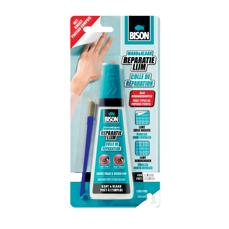 Bison Wand&Klaar Behangreparatielijm – flacon 90 ml met kwastje