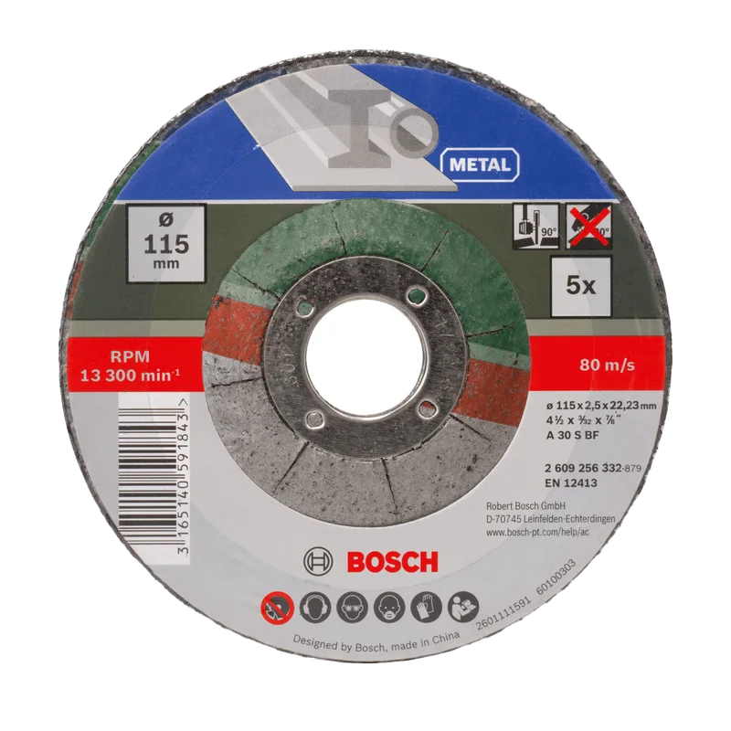 Bosch doorslijpschijven metaal – 115 x 2,5 mm, gebogen, 5 stuks
