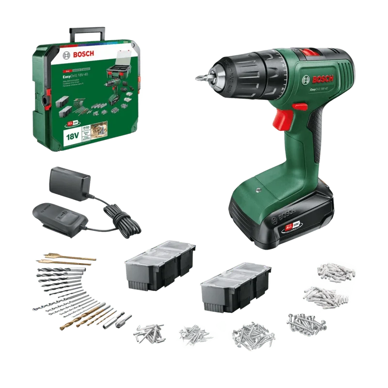 Bosch EasyDrill 18V-40 – met accu, lader en 241-delige set