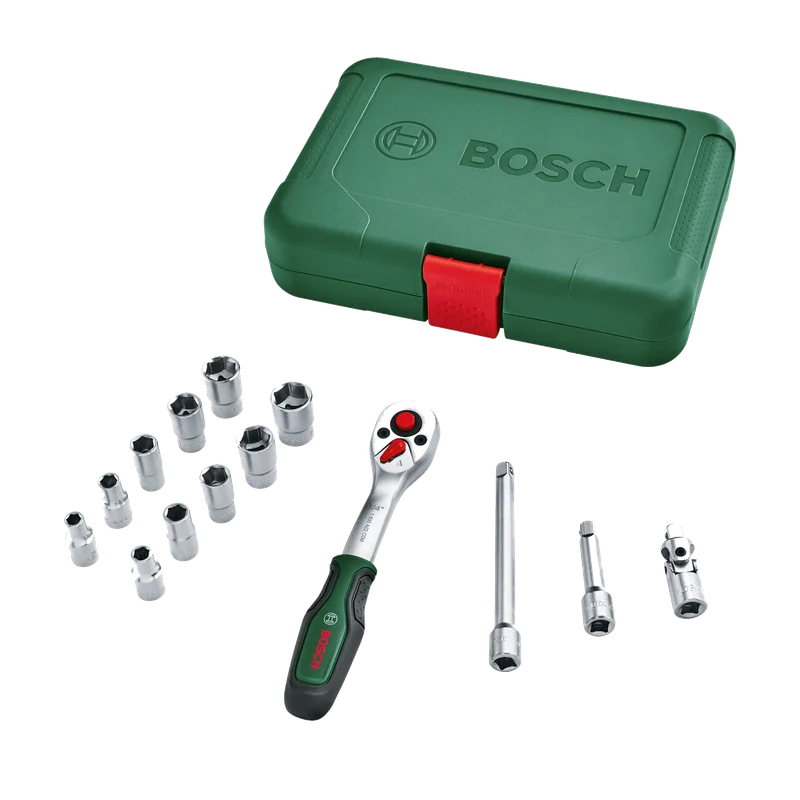 Bosch 1/4" ratelset 14-delig – 10 doppen 5 tot 13 mm