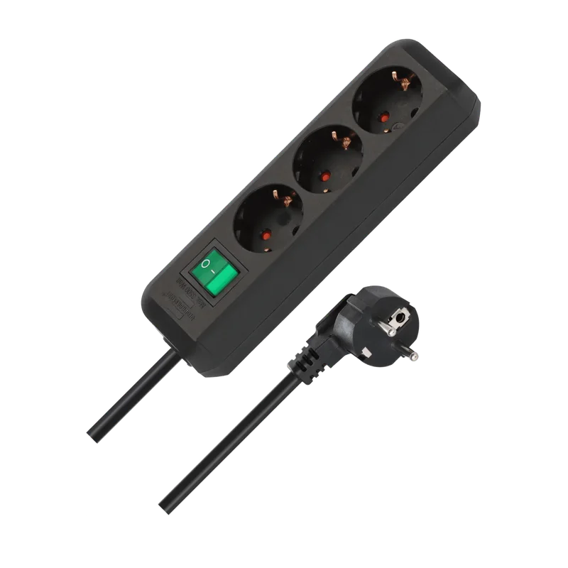 Brennenstuhl Eco-Line stekkerdoos 3-voudig – schakelaar, 5 m, zwart