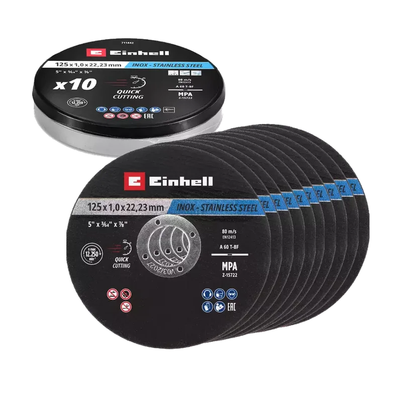 Einhell doorslijpschijven inox 49711442 – 125 x 1 mm, 10 stuks