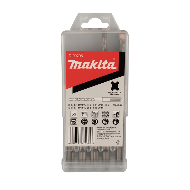 Makita D-00795 SDS-plus betonboorset – 5-delig, 5 tot 8 mm