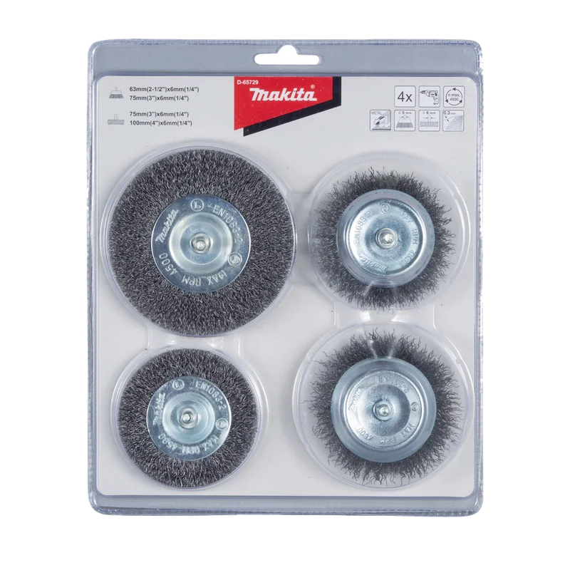 Makita D-65729 borstelset – 4-delig, 6 mm schacht