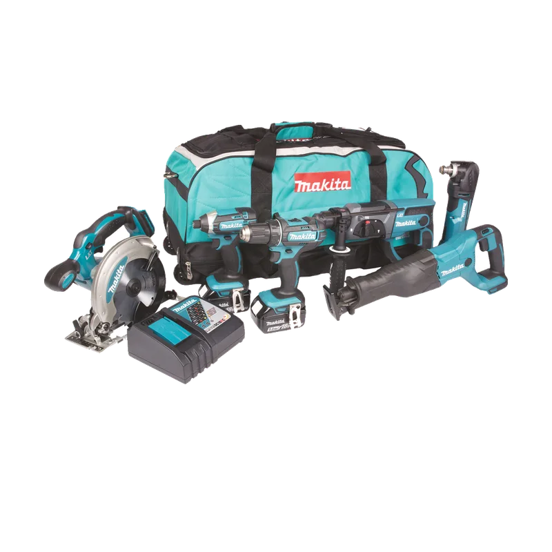 Makita DLX6038T combiset – 6 machines, 18V, 3x 5,0 Ah