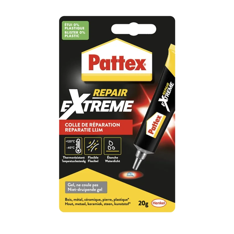 Pattex Repair Extreme reparatielijm – transparante gel, 20 g