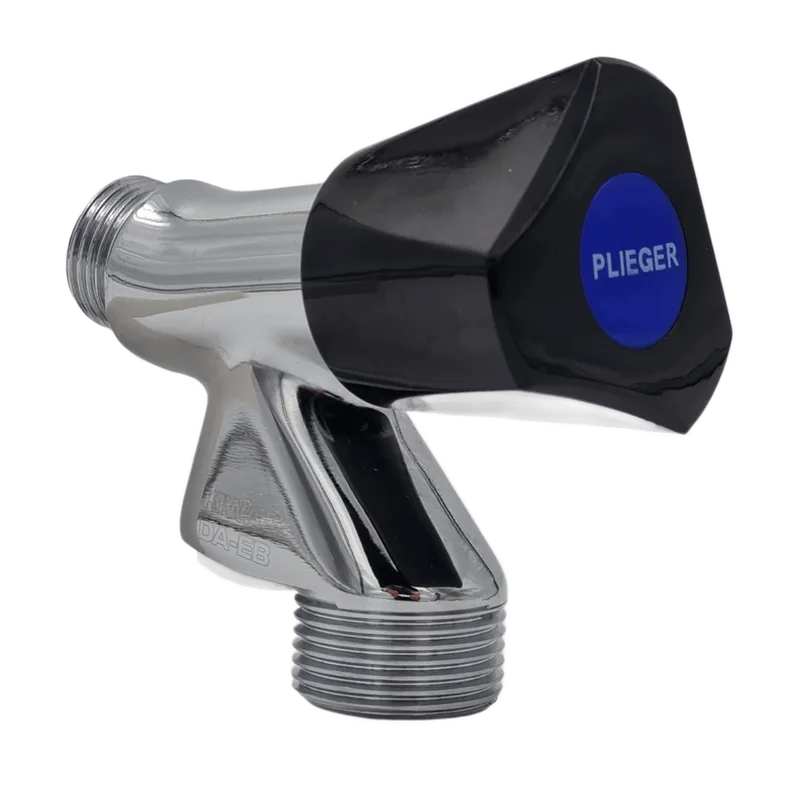 Plieger beluchterkraan – 1/2", zwarte greep, chroom