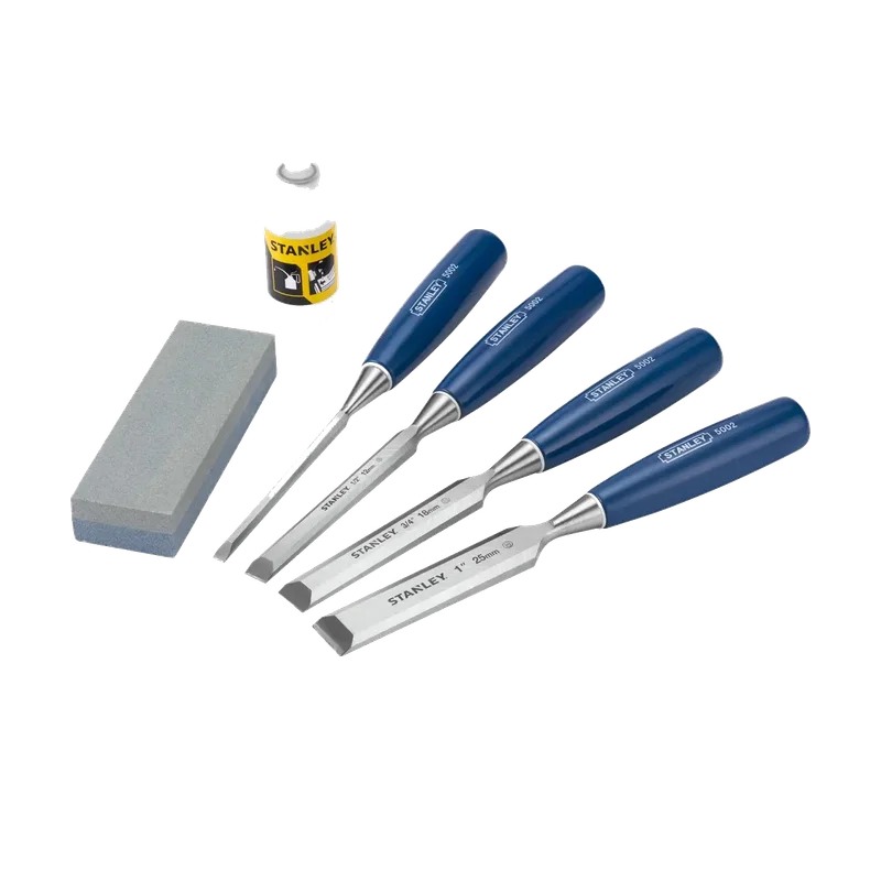 Stanley houtbeitelset 0-16-130 – 4 beitels met slijpsteen en olie