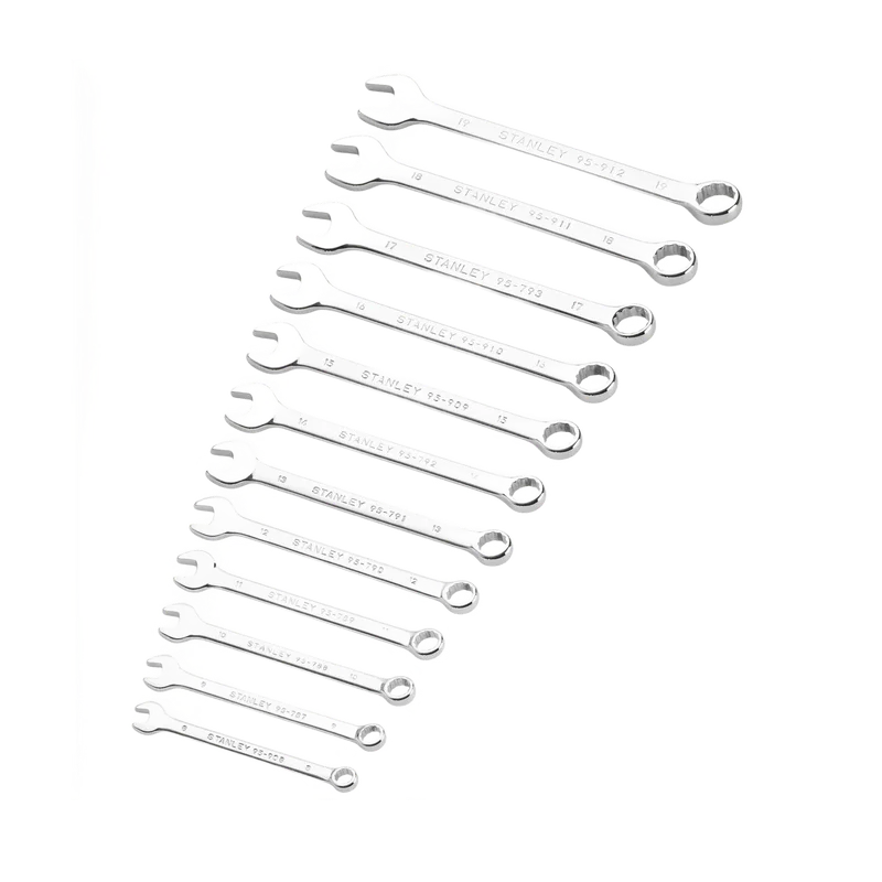 Stanley ringsteeksleutelset 12-delig – 8 tot 19 mm in rek