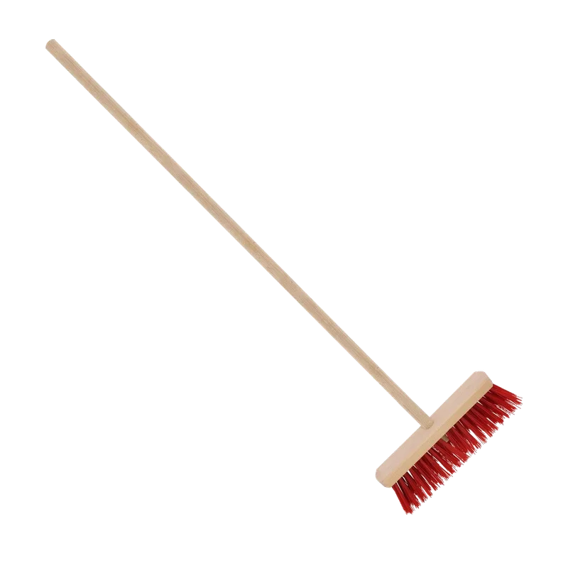 Talen Tools straatbezem rood – harde haren, houten steel 120 cm