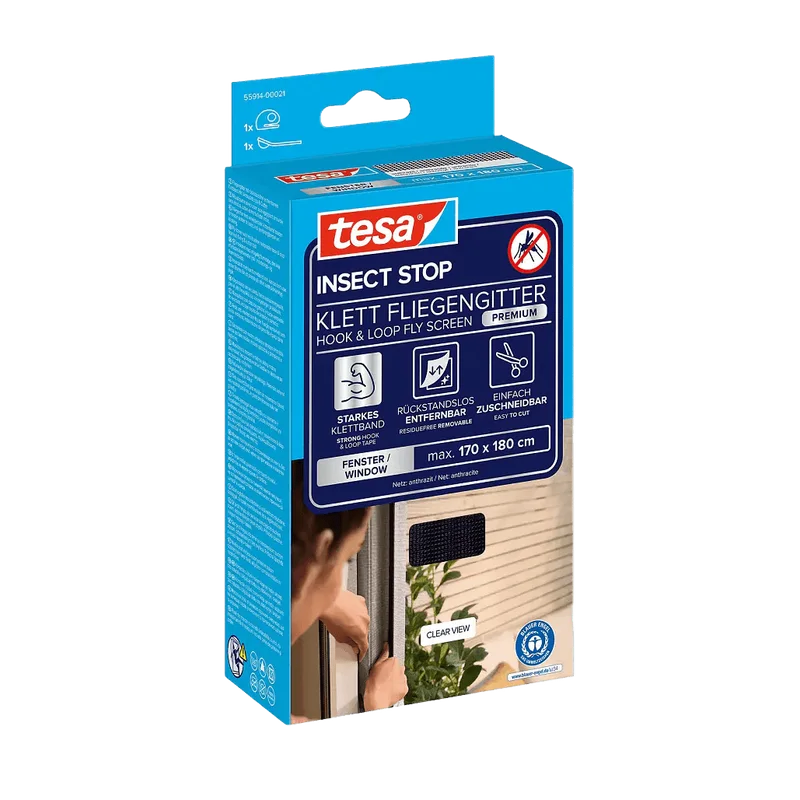 tesa Insect Stop Premium klittenbandhor – raam 170 x 180 cm