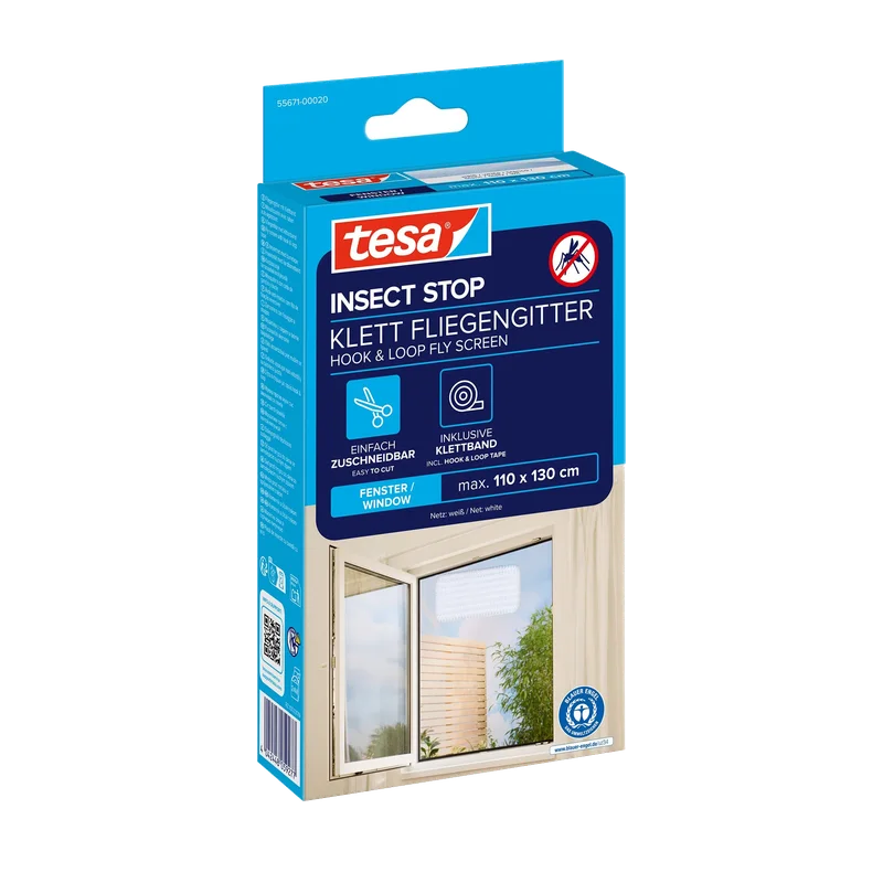 tesa Insect Stop klittenbandhor – raam 110 x 130 cm, wit
