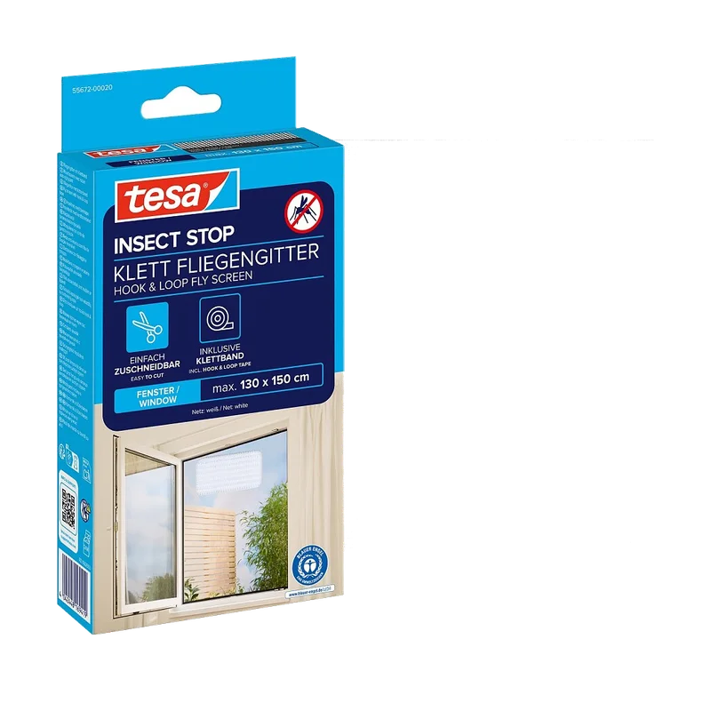 tesa Insect Stop klittenbandhor – raam 130 x 150 cm, wit