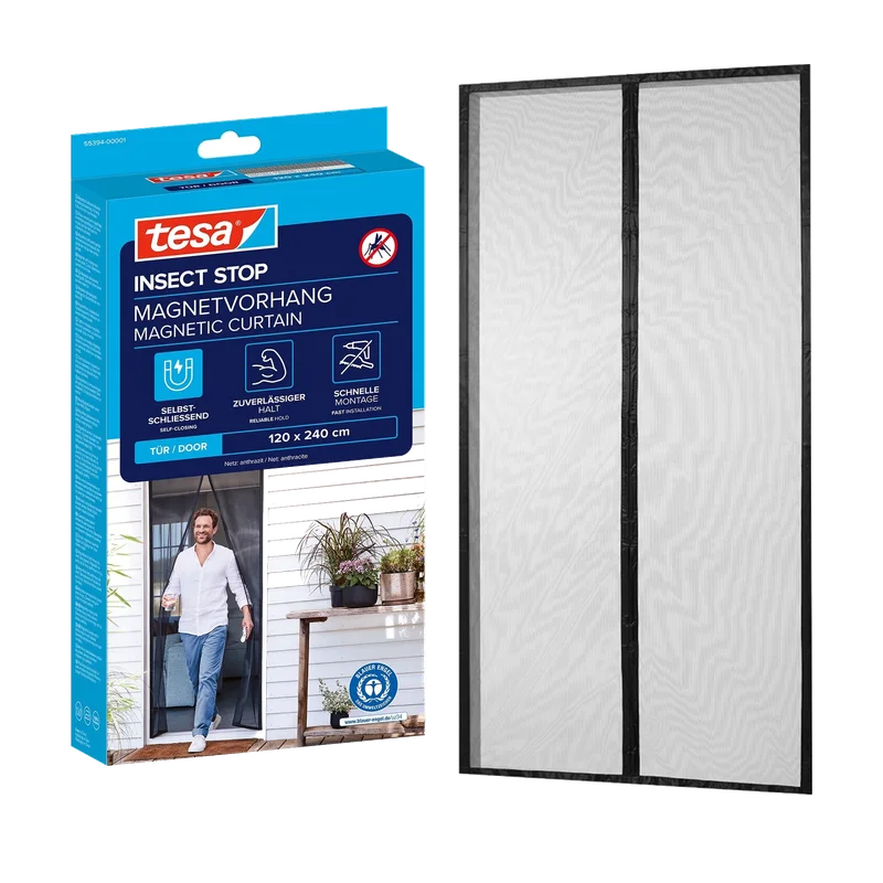 tesa Insect Stop magnetisch deurgordijn – 120 x 240 cm, antraciet