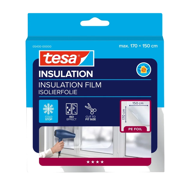tesa isolatiefolie voor ramen – 1,7 x 1,5 m, transparant, 05430