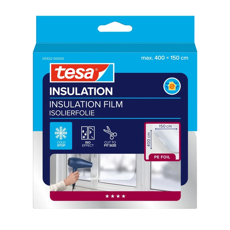 tesa isolatiefolie voor ramen – 4 x 1,5 m, transparant, 05432
