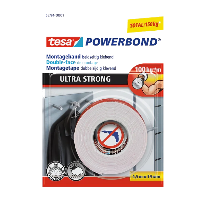 tesa Powerbond Ultra Strong montagetape – 1,5 m x 19 mm
