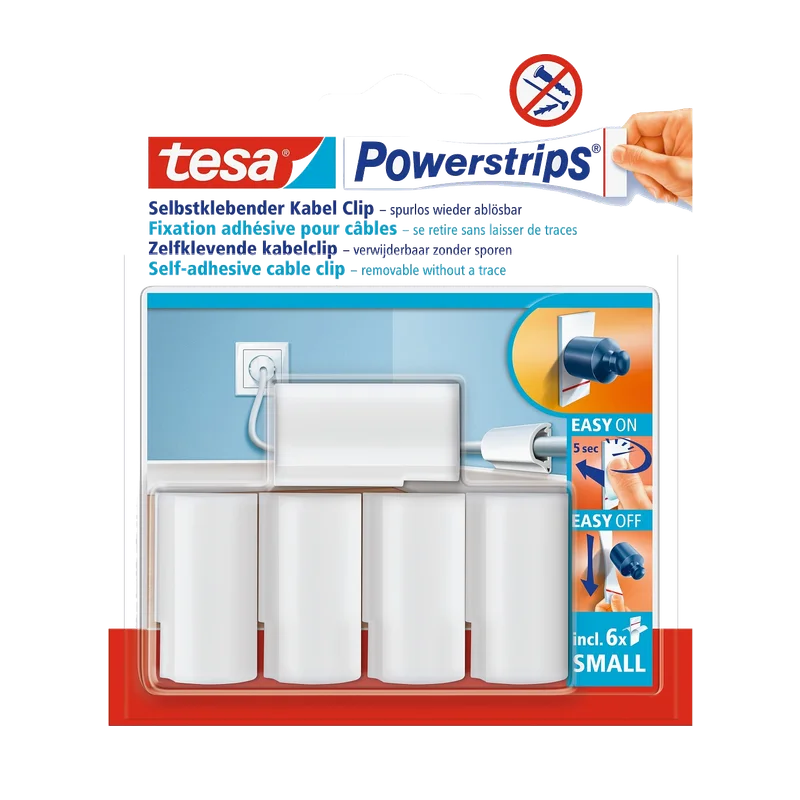 tesa Powerstrips kabelclip – wit, 5 stuks, 58035