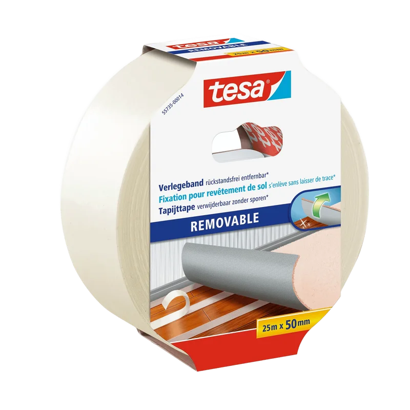tesa tapijttape verwijderbaar – dubbelzijdig, 25 m x 50 mm