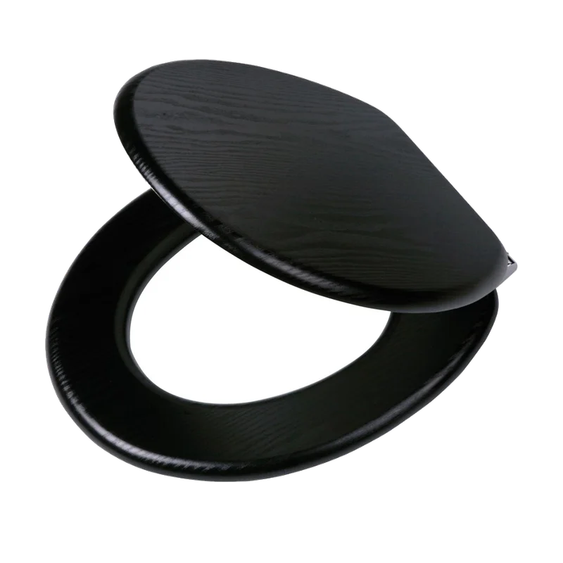 Tiger Blackwash toiletbril – MDF, zwart met houtnerf, softclose