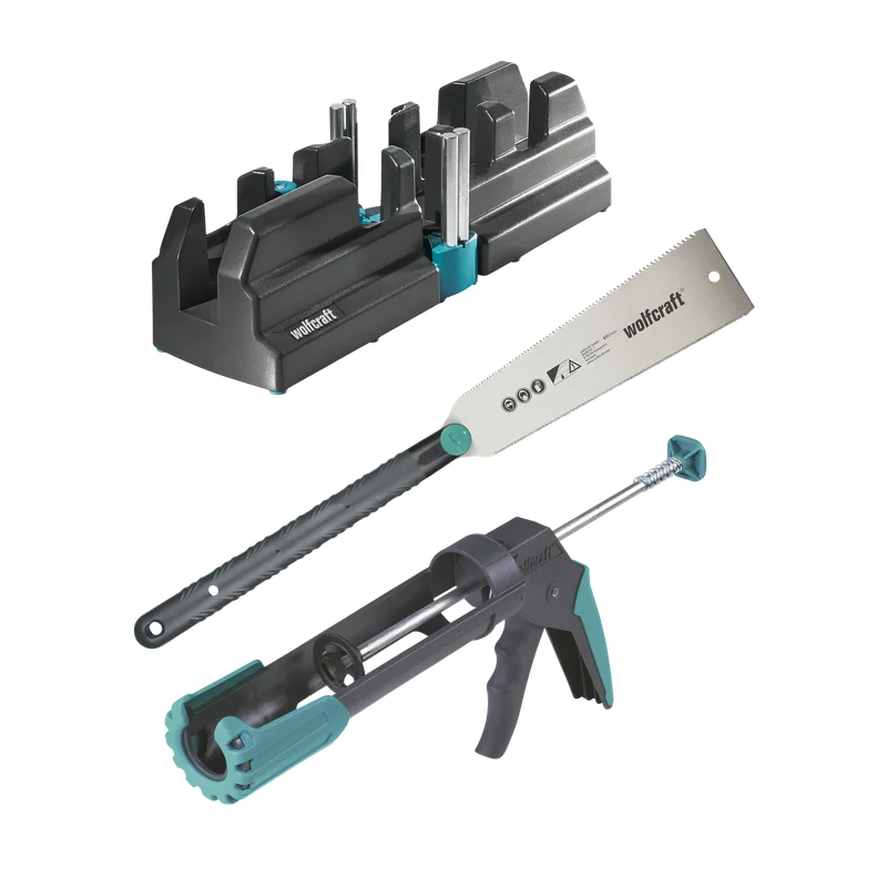 wolfcraft set plinten aanbrengen – verstekbak, zaag en kitpers